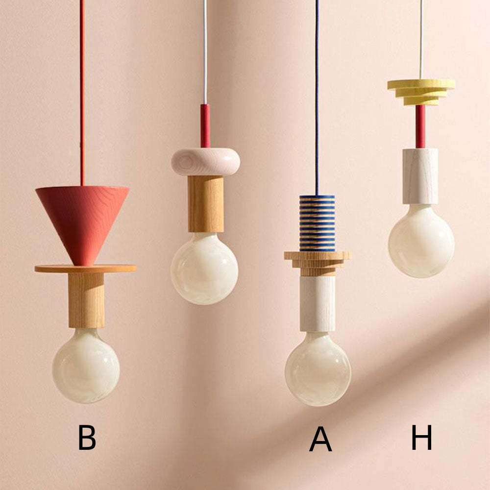 Design Colored Wood Blocks Pendant Light -Homdiy
