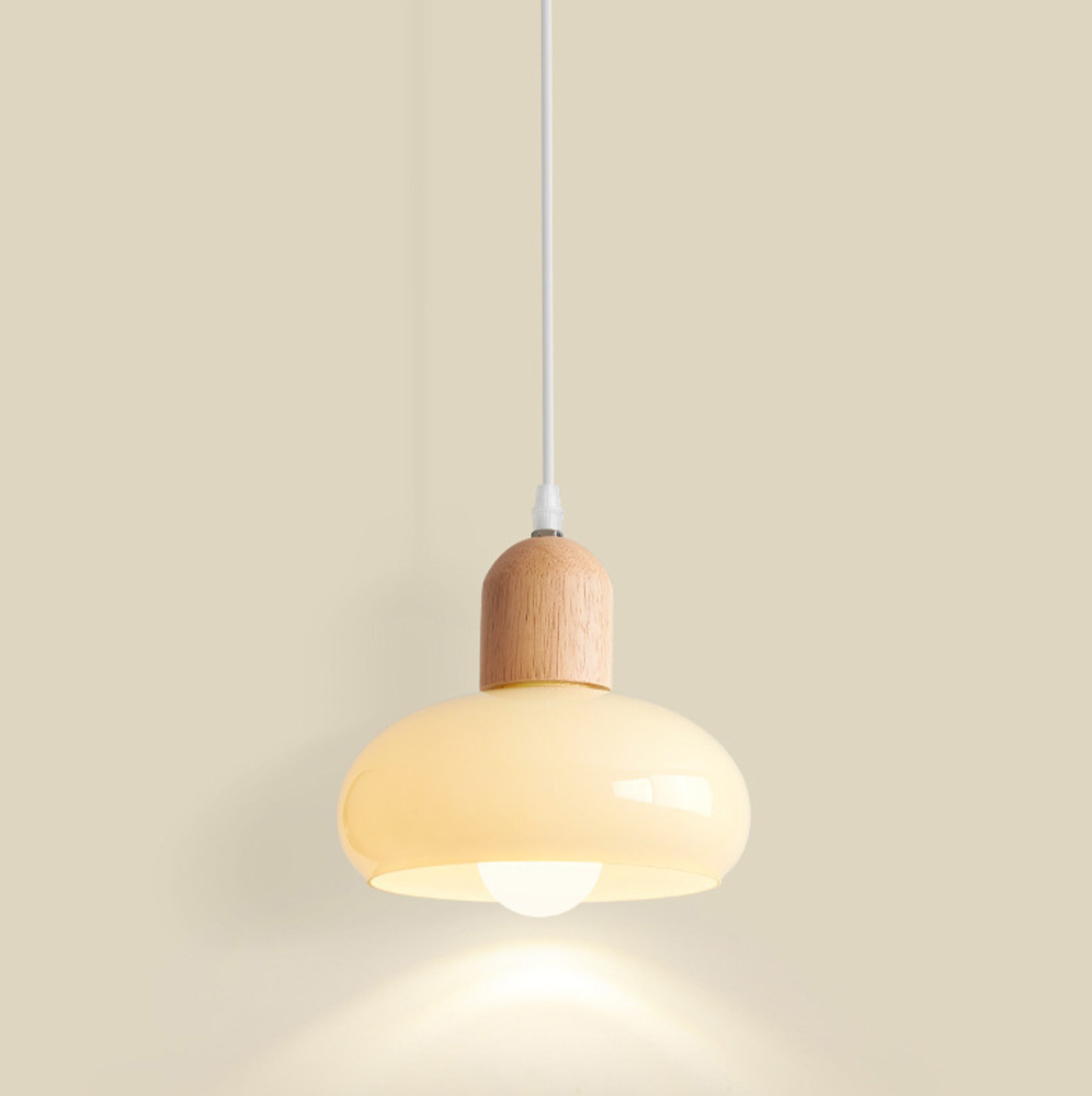 Retro Elegant Glass Round Pendant Light For Bedroom