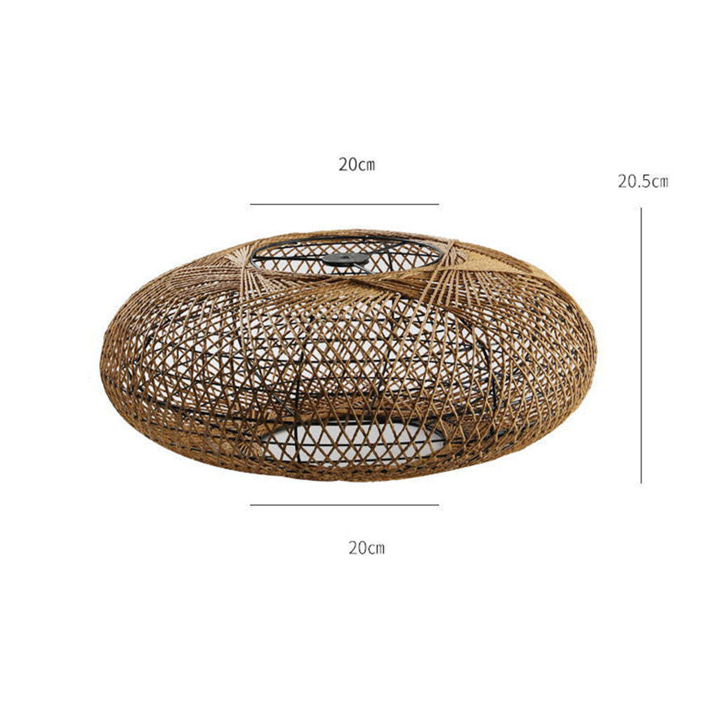 Boho Lantern Rattan Woven Pendant Light Lampshade -Homdiy