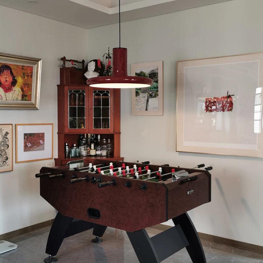 Vintage Red Metal Saucer Pendant Light -Homdiy