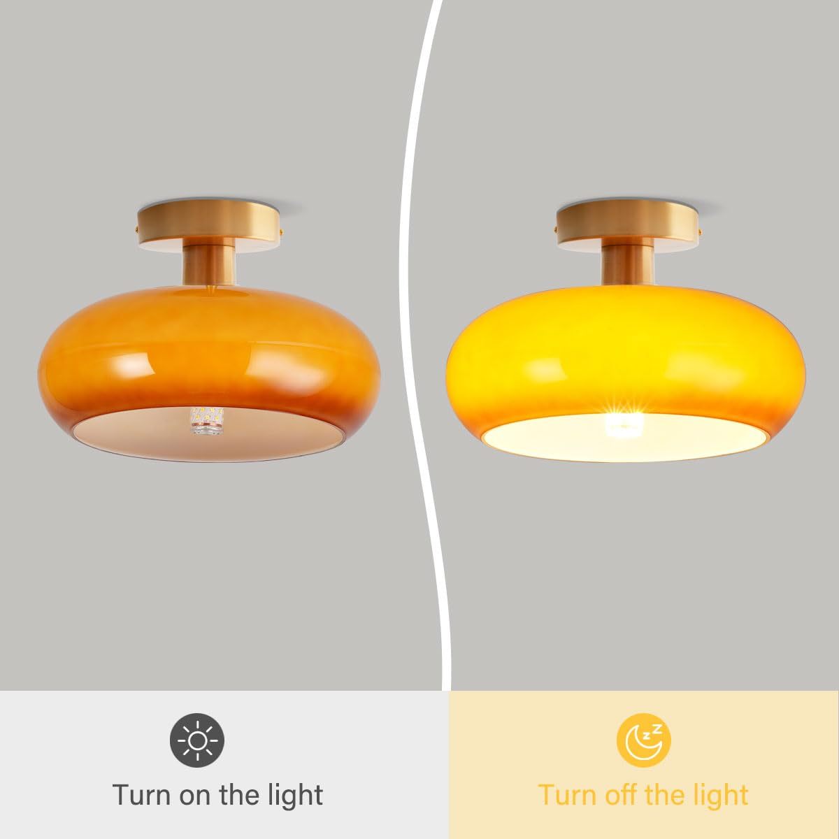 Mid-Century Dome Glass Flush Mount Ceiling Light for Hallway -Homdiy