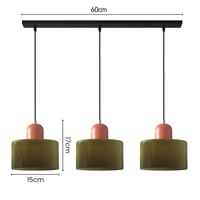 Contemporary 3-Heads Glass Pendant Light For Kitchen