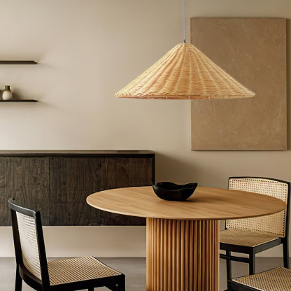 Woven Rattan Pendant Light Wicker Cone Lamp Shade