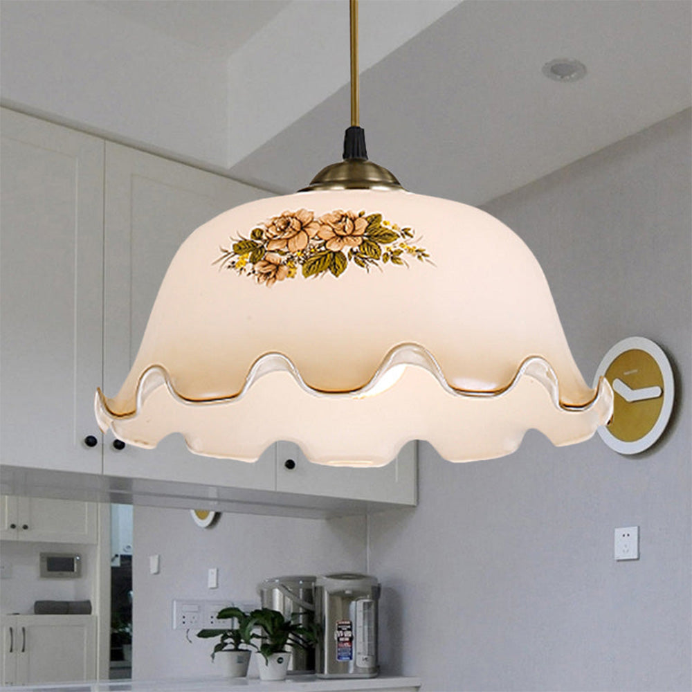 Medieval Flower Pattern Glass Pendant Light -Homdiy
