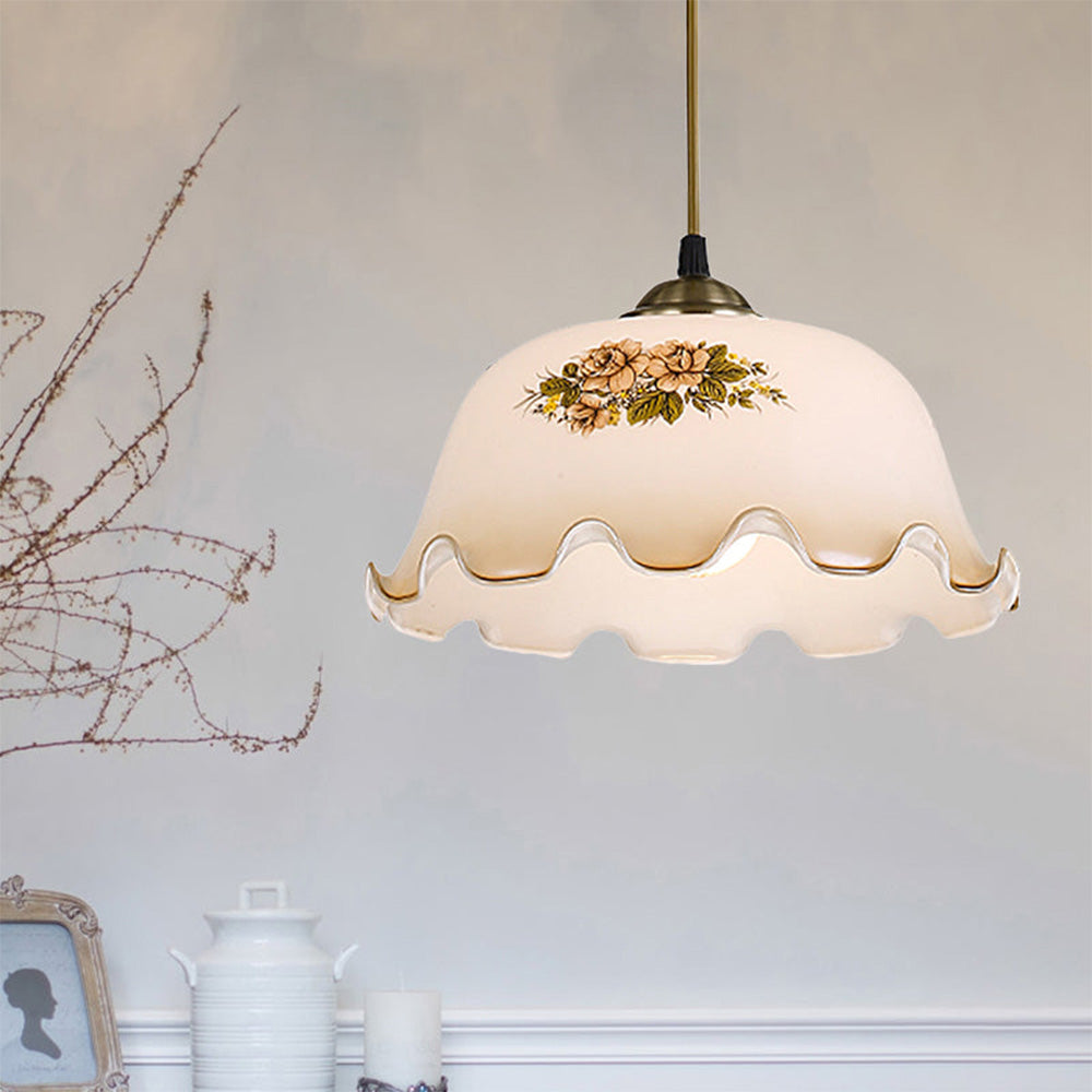 Medieval Flower Pattern Glass Pendant Light -Homdiy