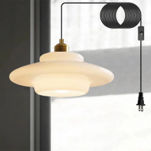 Set of 2 Retro Art Milk White Glass Rod Pendant Light