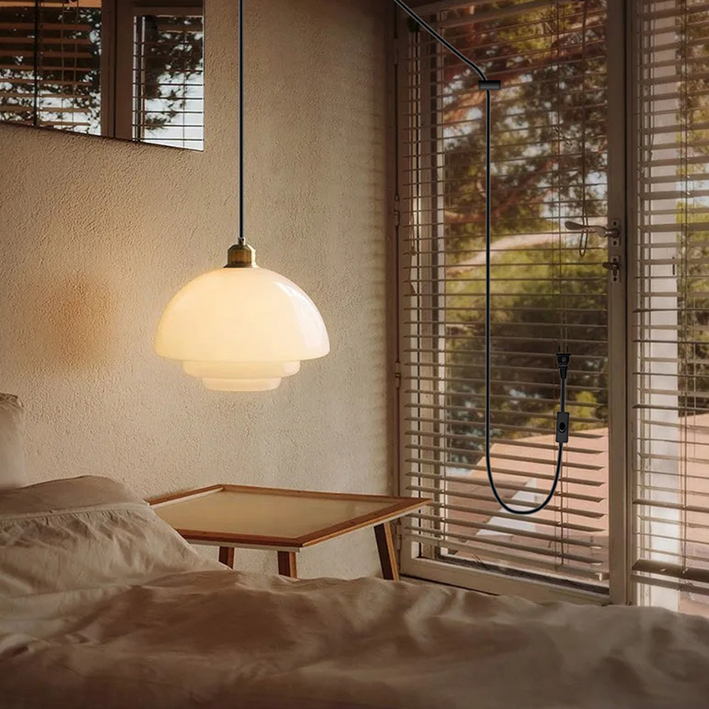 Mid Century Art Milk White Glass Pendant Light