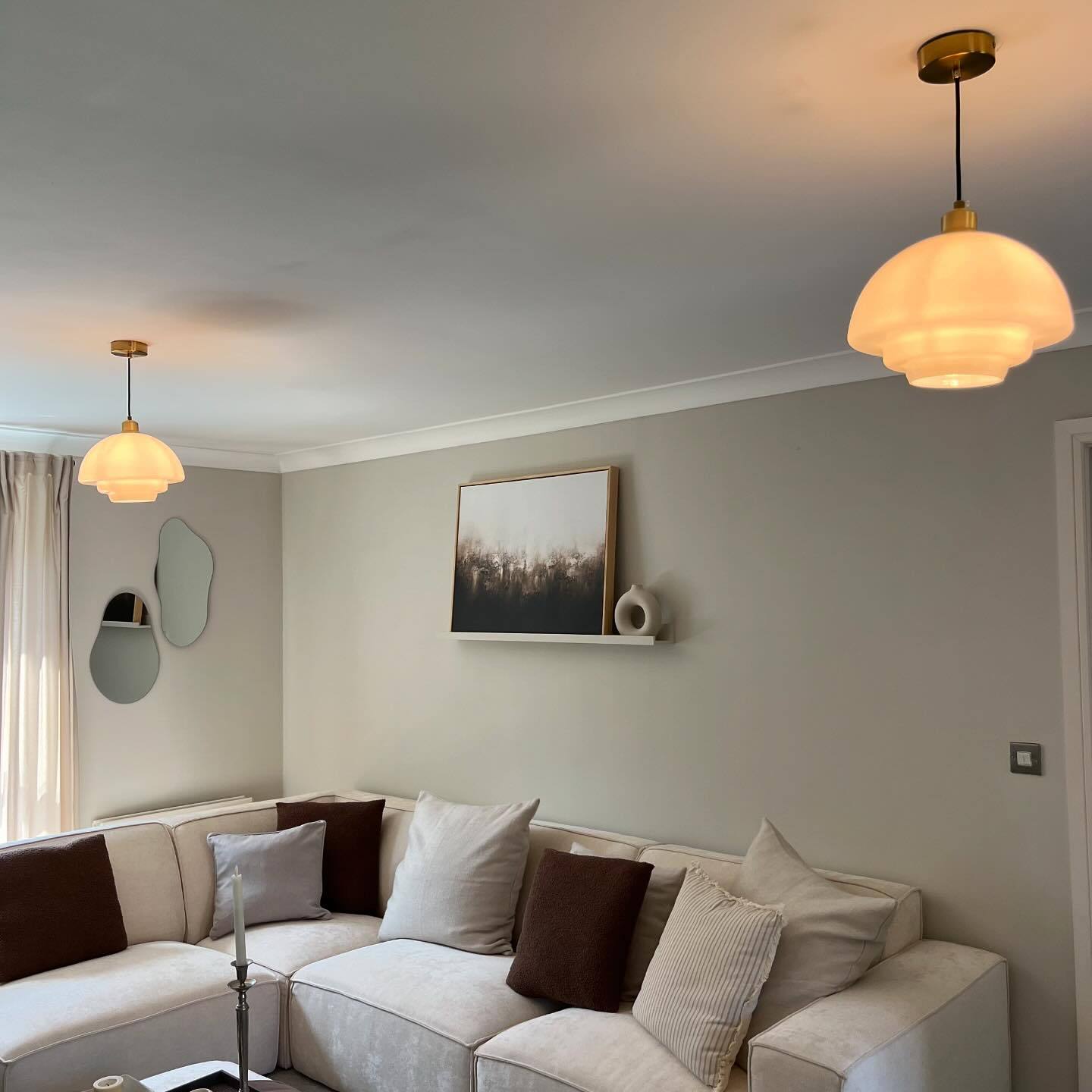 Mid Century Art Milk White Glass Pendant Light