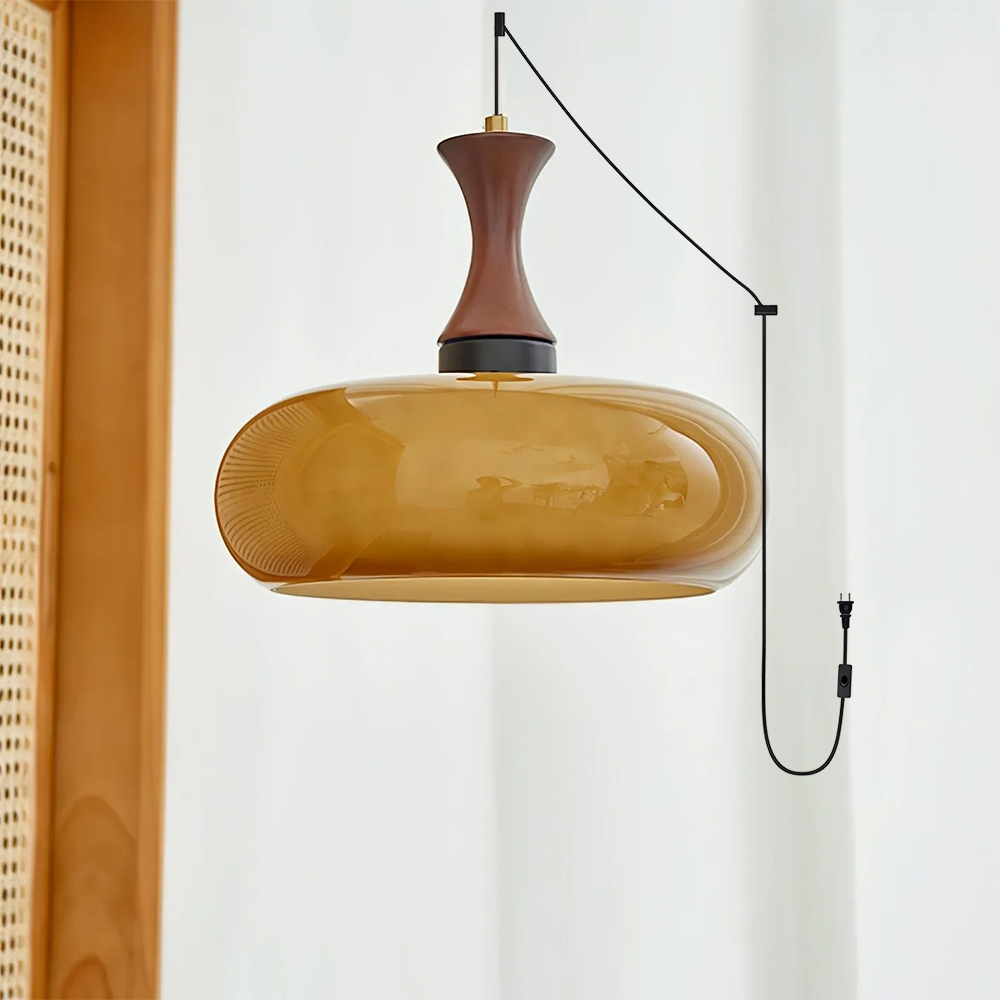 Homdiy Pendant Light Retro Brown Glass Dome Kitchen Island Pendant Light