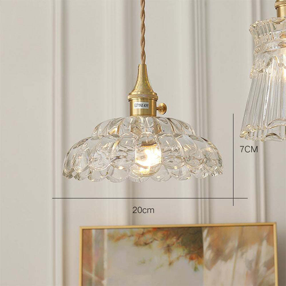 Vintage Clear Petal Glass Pendant Light -Homdiy