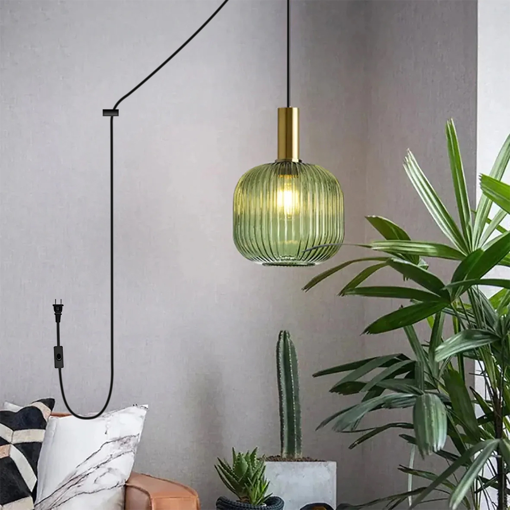 Retro Lantern Shape Stained Glass Pendant Light