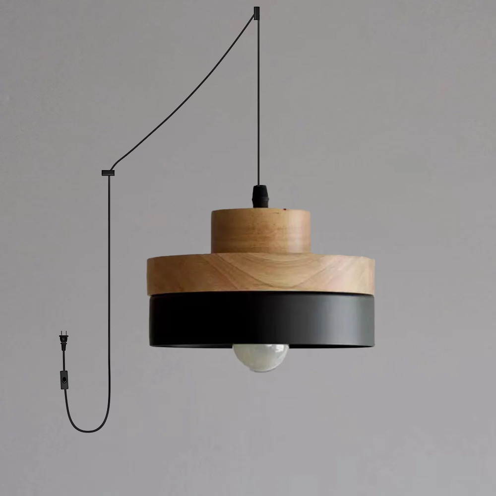 Medieval Plug-in Solid Wood Pendant Hanging Light