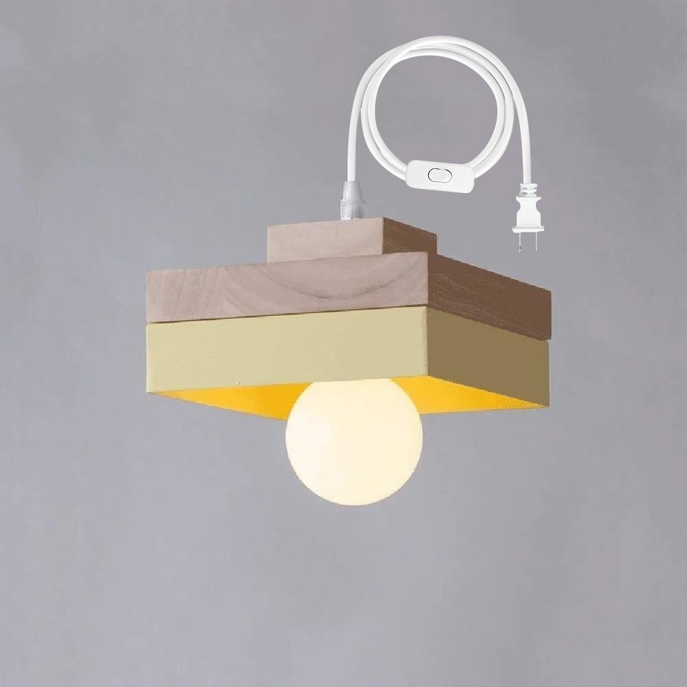 Medieval Plug-in Solid Wood Pendant Hanging Light