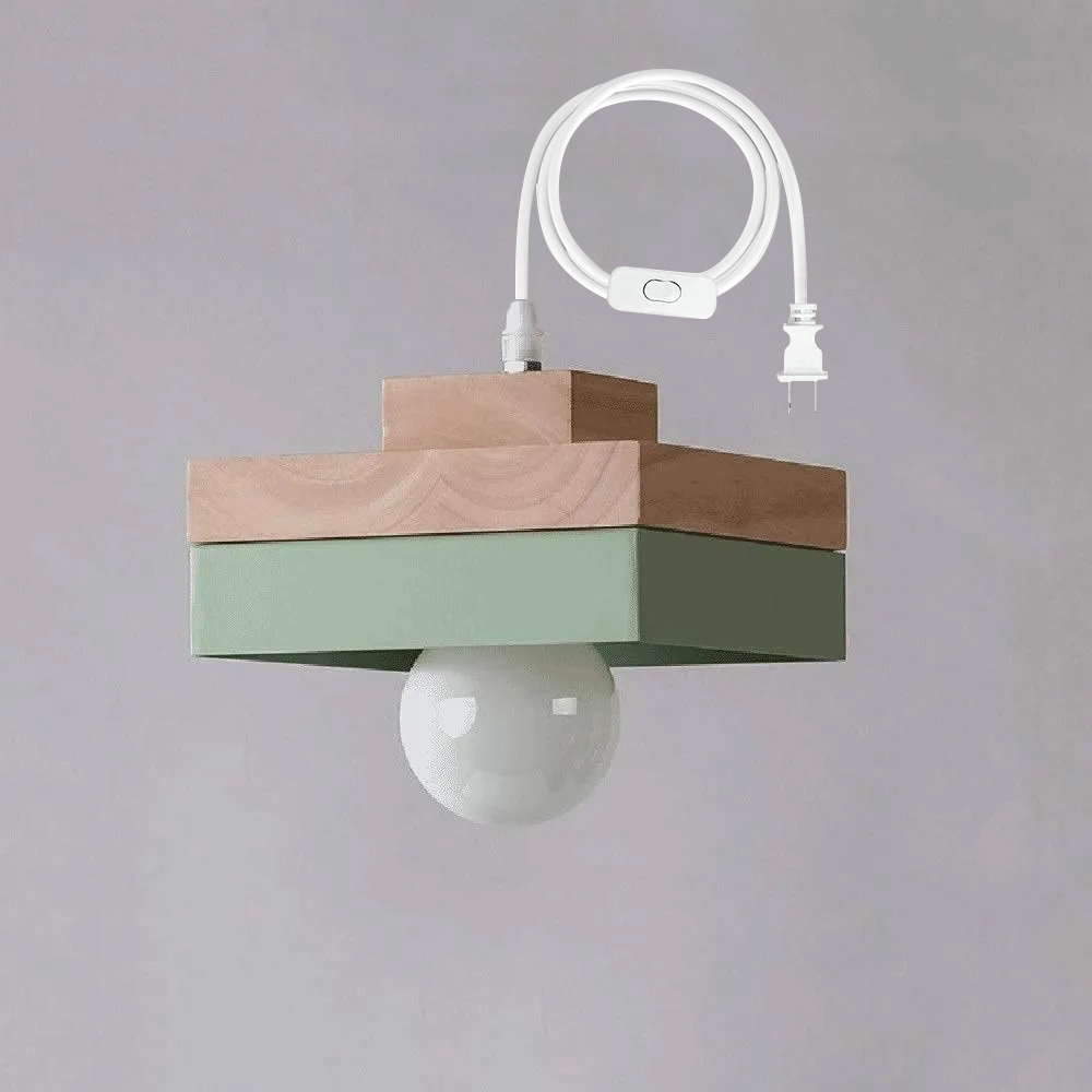 Medieval Plug-in Solid Wood Pendant Hanging Light