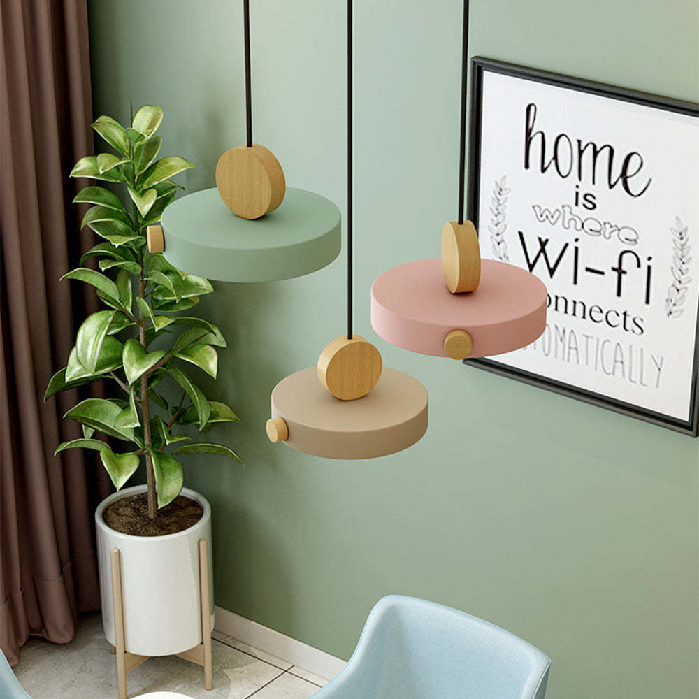 Contemporary Simplistic Macaroon Wood Pendant Light -Homdiy