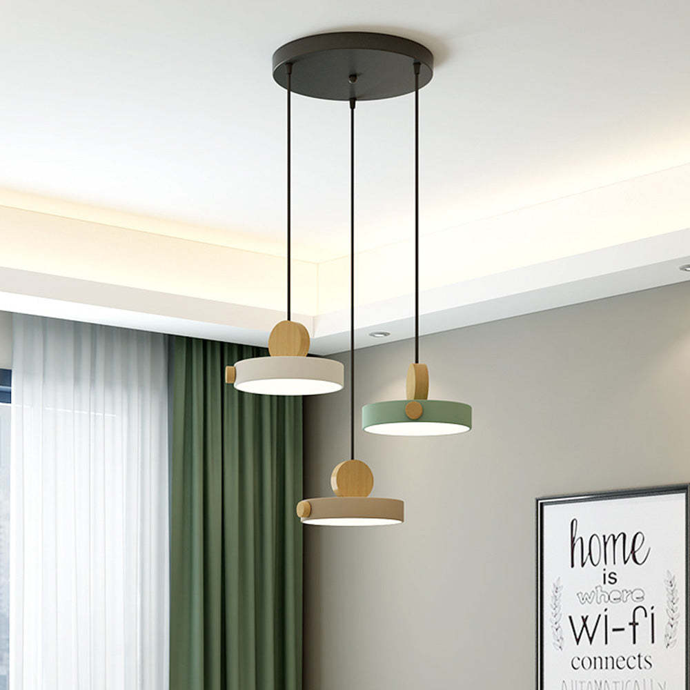 Contemporary Simplistic Macaroon Wood Pendant Light -Homdiy