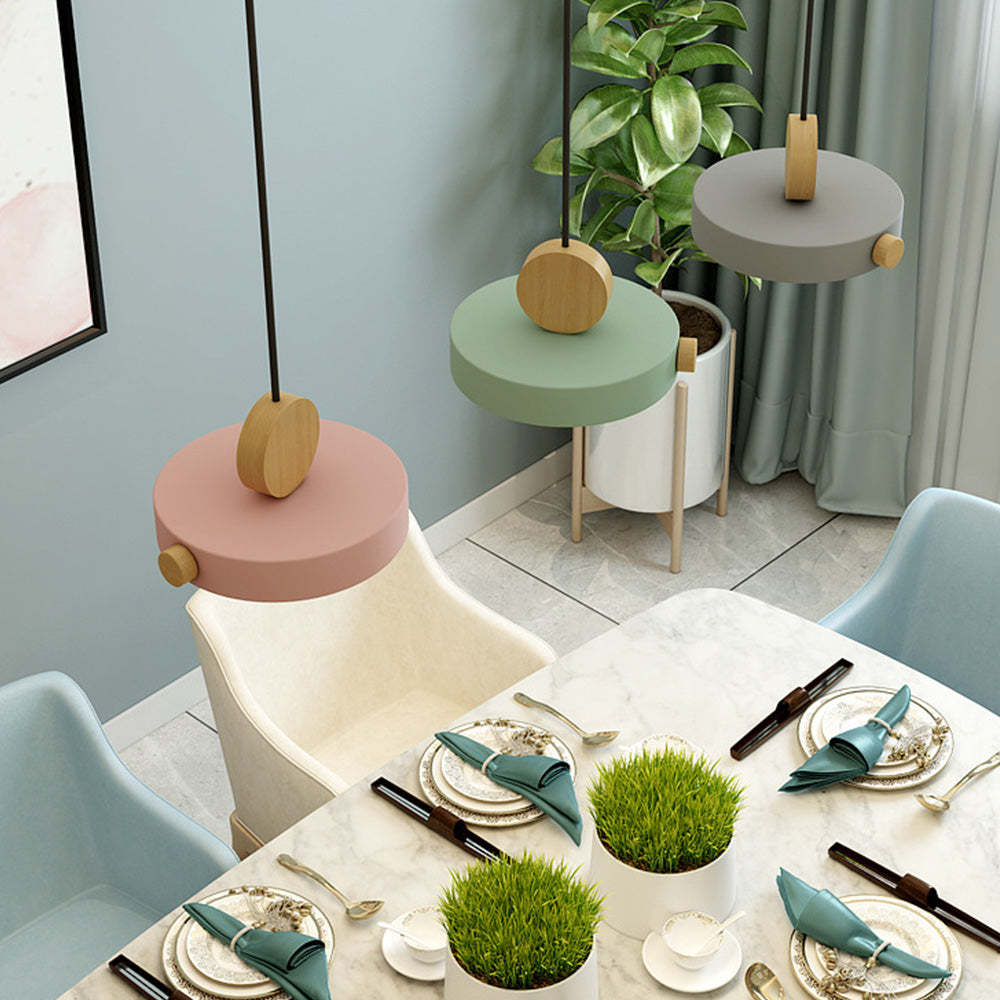 Contemporary Simplistic Macaroon Wood Pendant Light -Homdiy