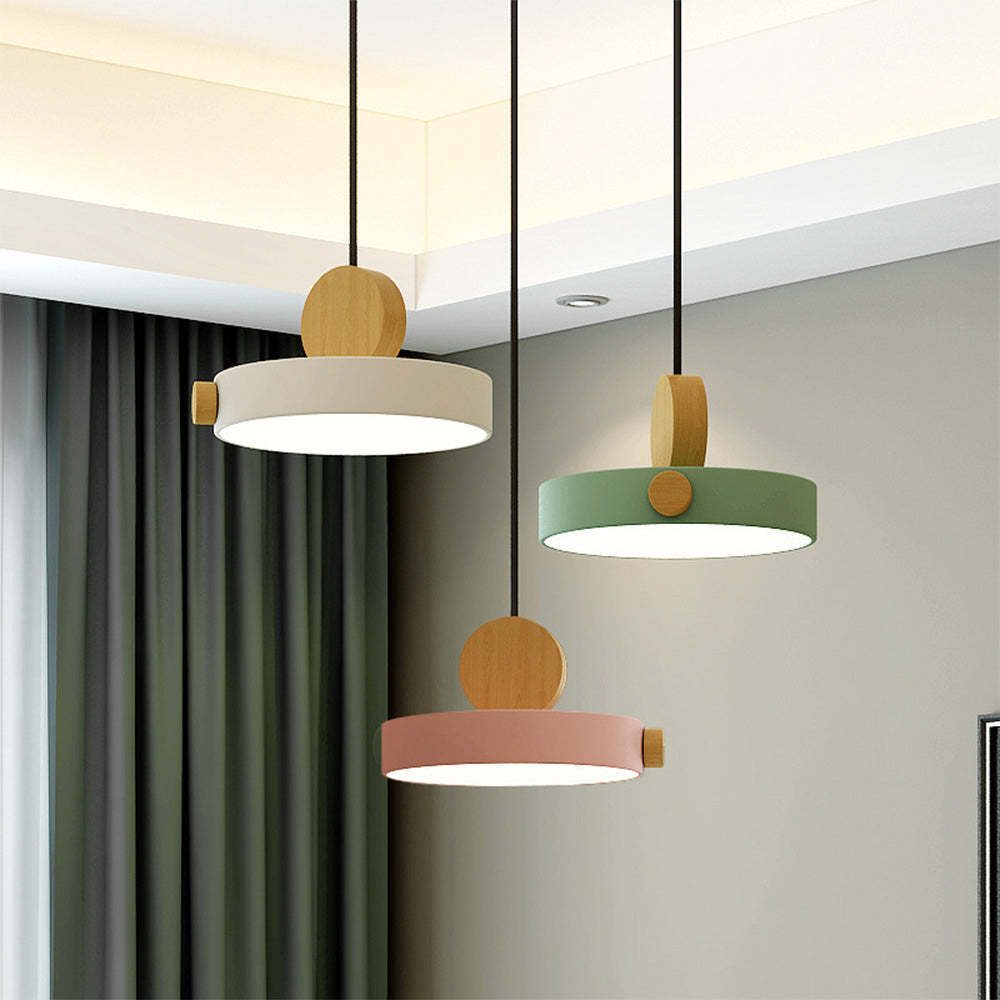 Contemporary Simplistic Macaroon Wood Pendant Light -Homdiy