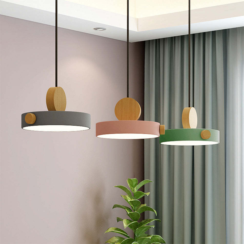 Contemporary Simplistic Macaroon Wood Pendant Light -Homdiy