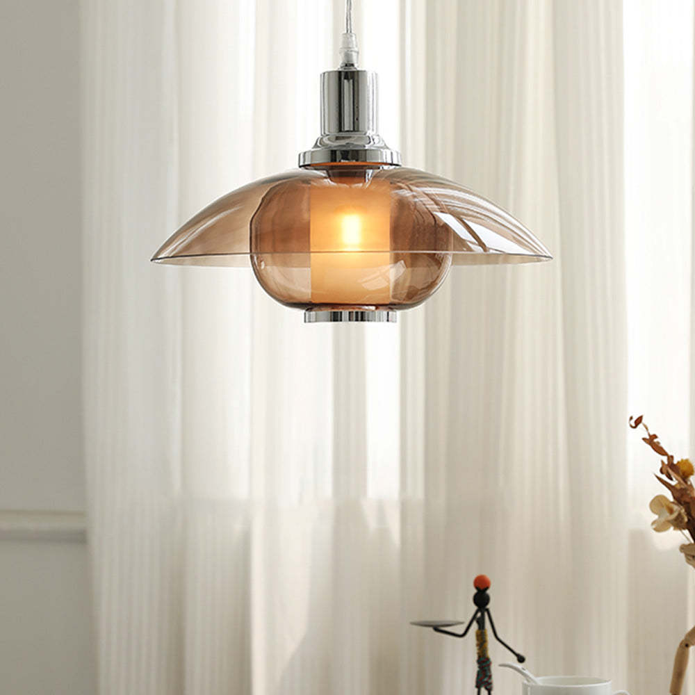 Scandinavian Flying Saucer Cognac Pendant Light -Homdiy