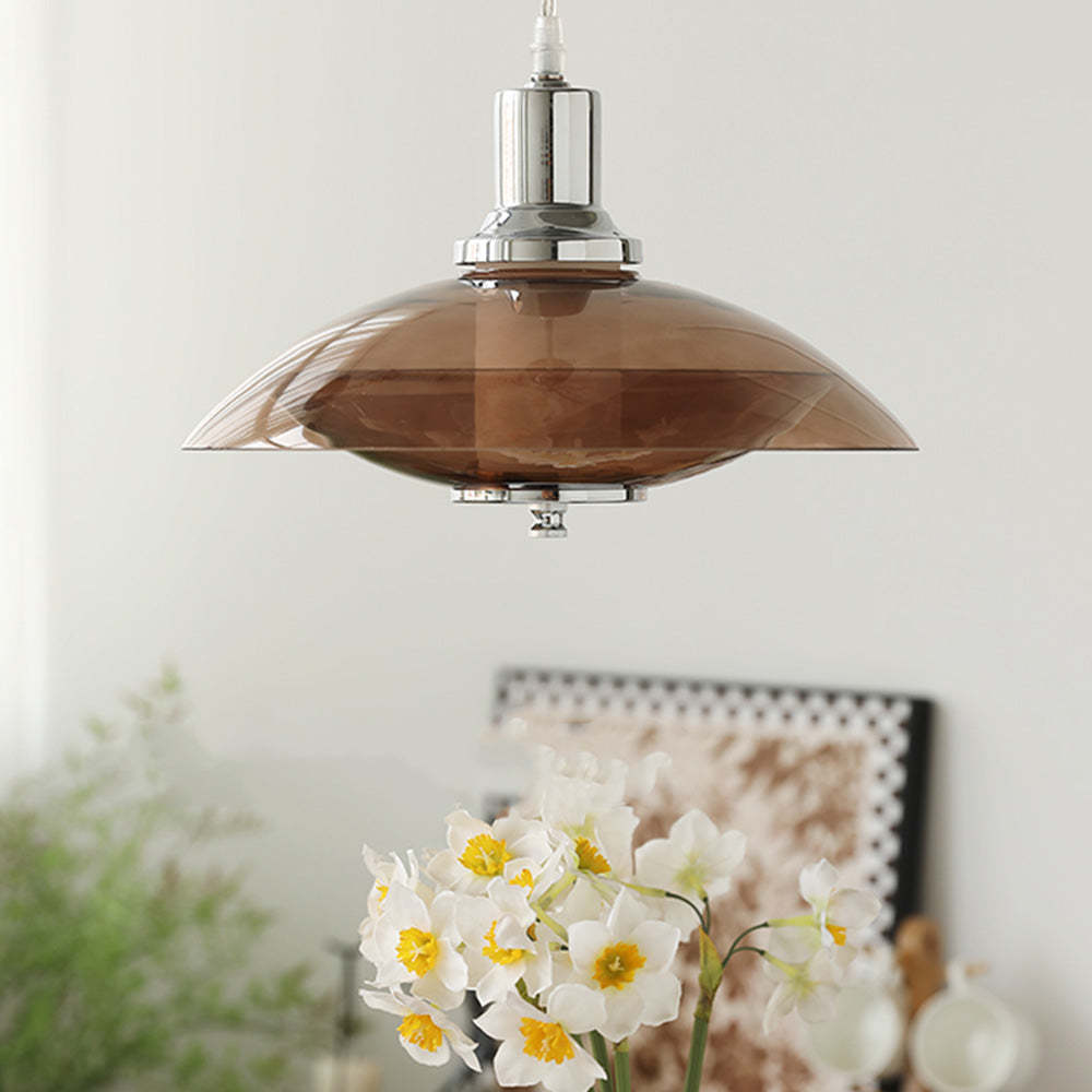 Scandinavian Flying Saucer Cognac Pendant Light -Homdiy