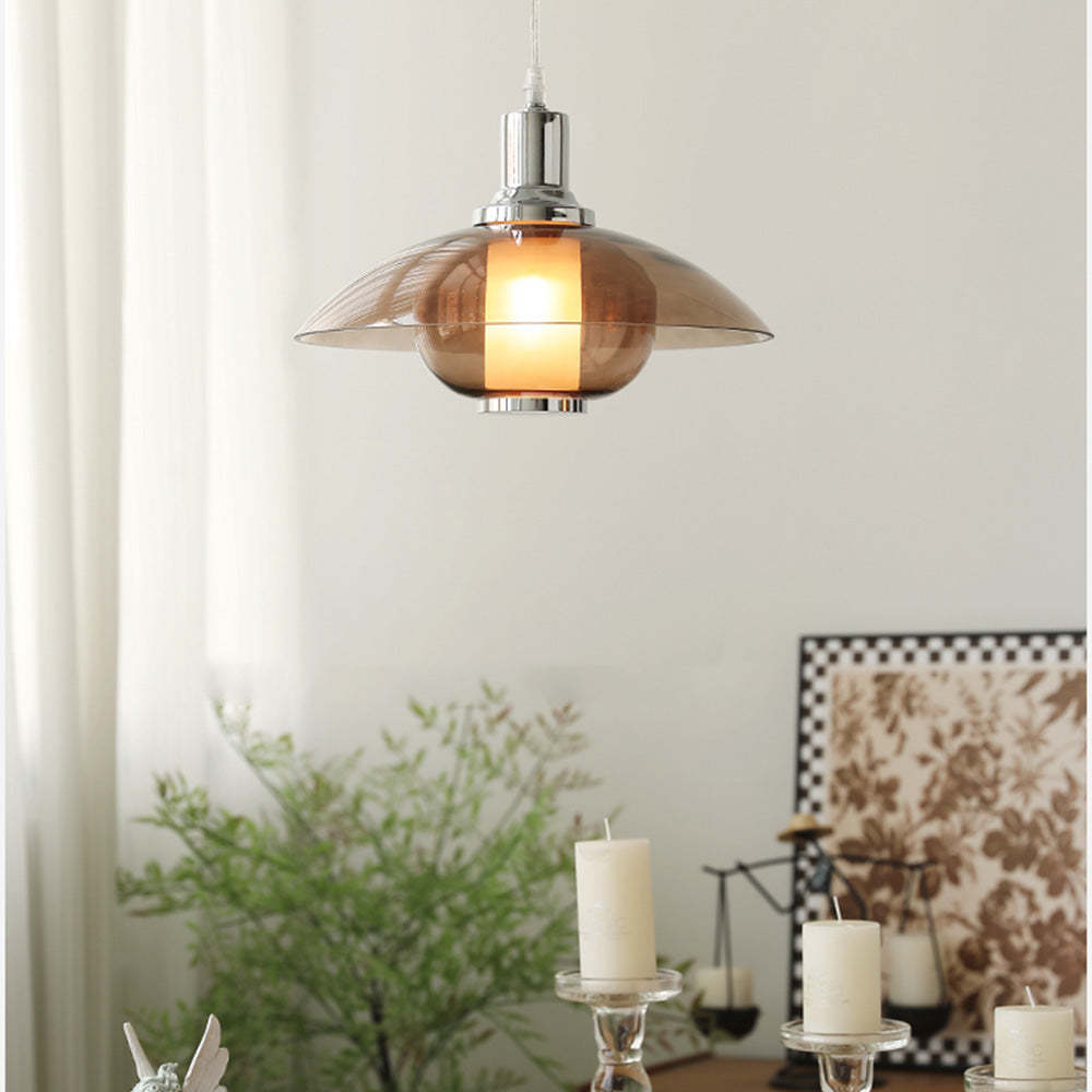 Scandinavian Flying Saucer Cognac Pendant Light -Homdiy