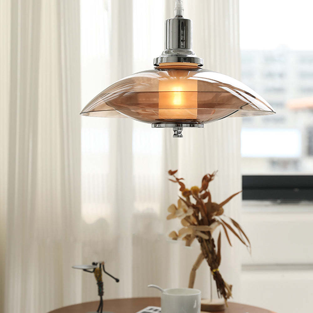 Scandinavian Flying Saucer Cognac Pendant Light -Homdiy
