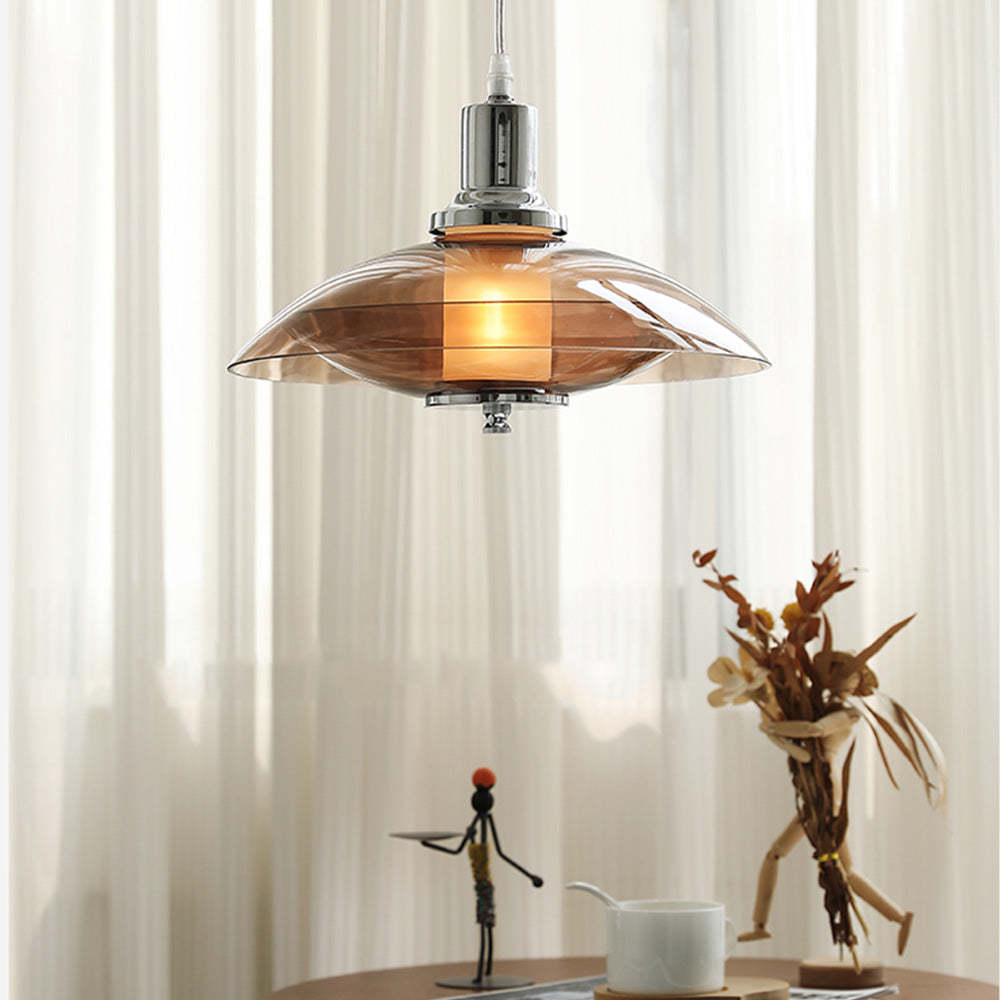 Scandinavian Flying Saucer Cognac Pendant Light -Homdiy