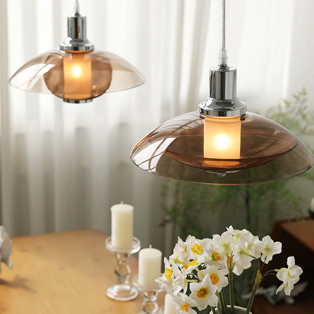 Scandinavian Flying Saucer Cognac Pendant Light -Homdiy
