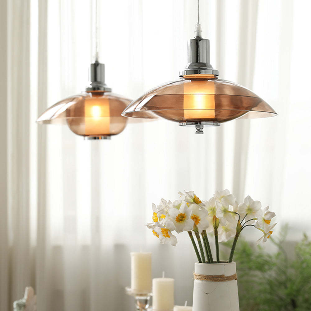 Scandinavian Flying Saucer Cognac Pendant Light -Homdiy