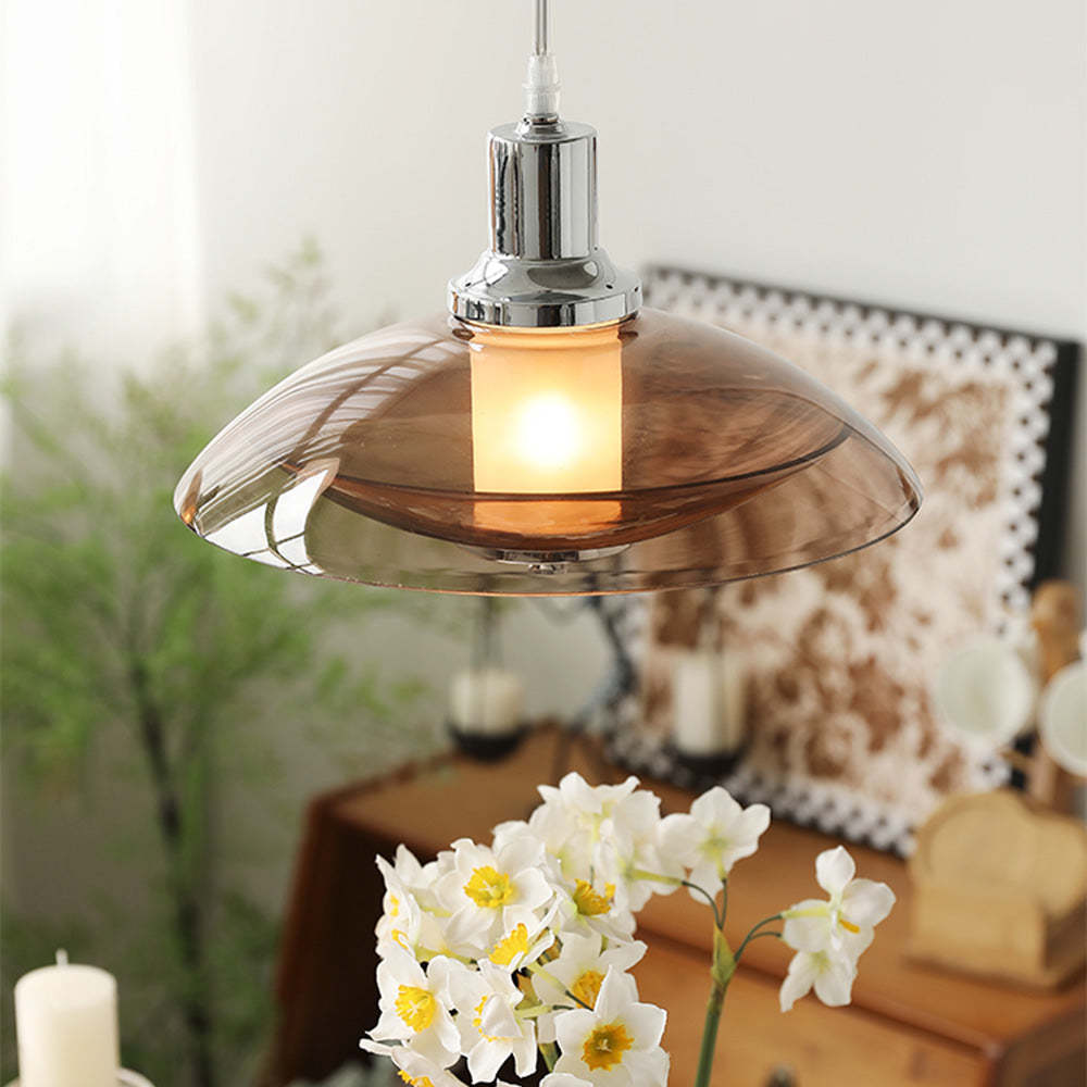 Scandinavian Flying Saucer Cognac Pendant Light -Homdiy