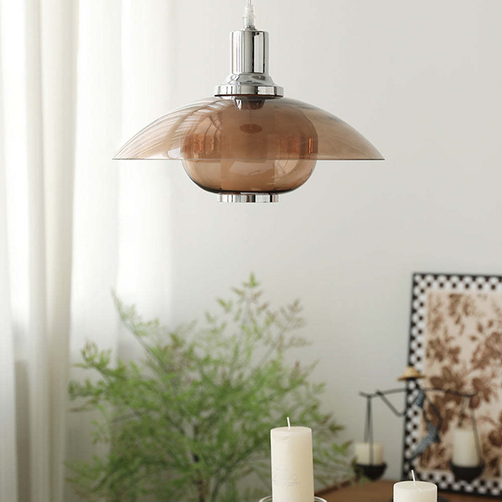 Scandinavian Flying Saucer Cognac Pendant Light -Homdiy