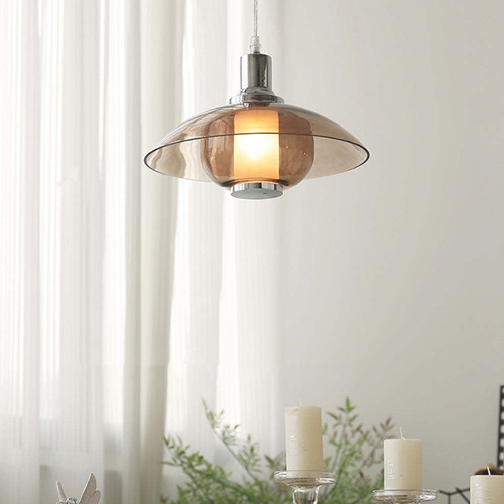Scandinavian Flying Saucer Cognac Pendant Light -Homdiy