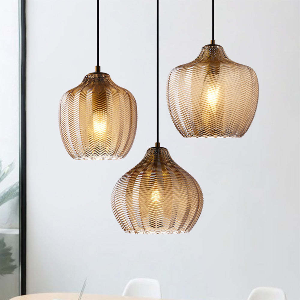 Nordic Wavy Glass Shaded Single Head Pendant Light -Homdiy