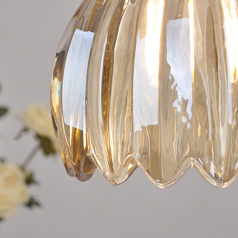 Homdiy Pendant Light Retro Flower Glass Pendant Light For