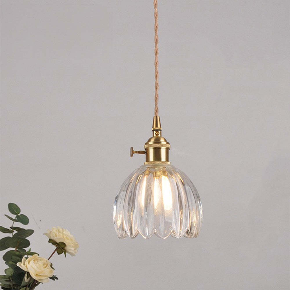 Retro Flower Glass Pendant Light -Homdiy
