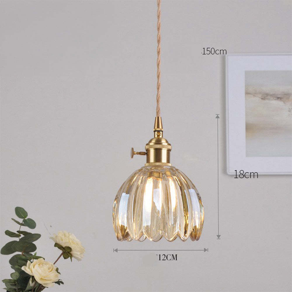 Retro Flower Glass Pendant Light -Homdiy