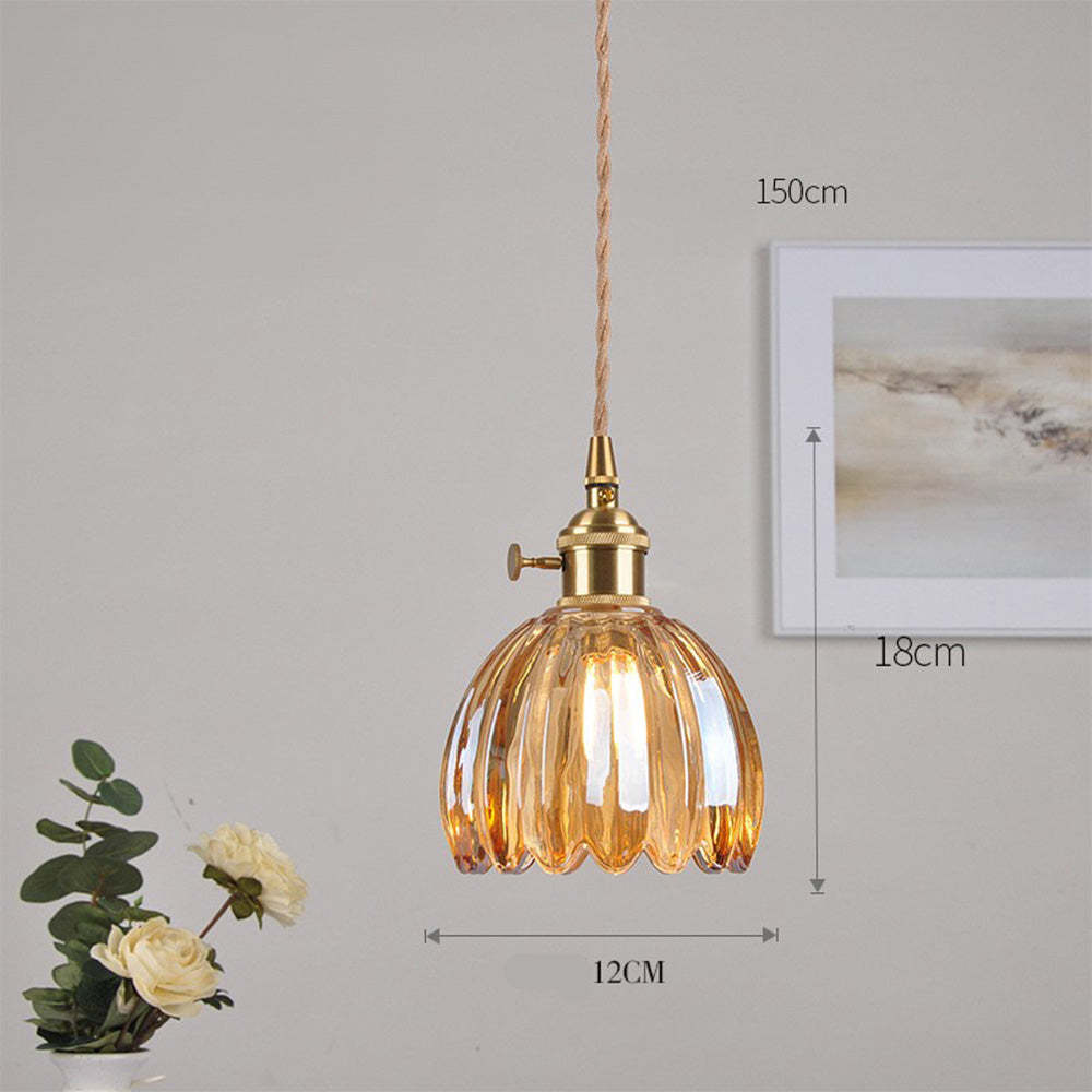 Retro Flower Glass Pendant Light -Homdiy