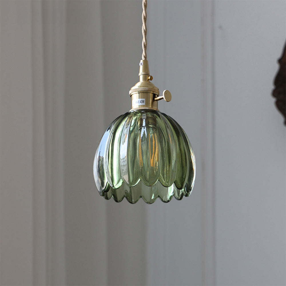 Retro Flower Glass Pendant Light -Homdiy