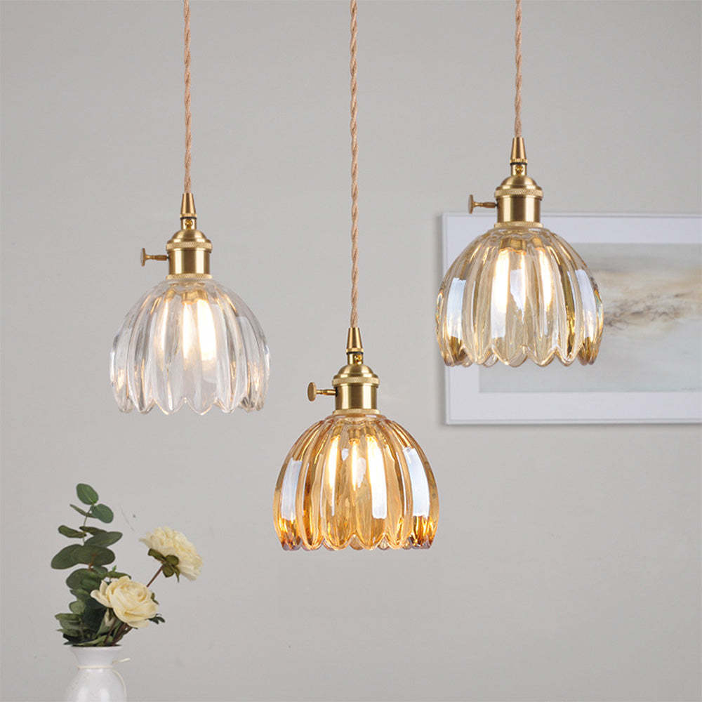 Retro Flower Glass Pendant Light -Homdiy