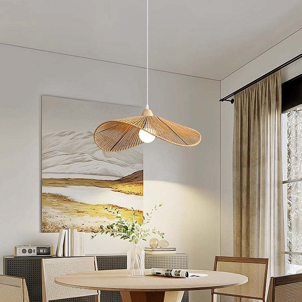 Homdiy Pendant Light Wabi-Sabi Natural Woven Simple Pendant Light
