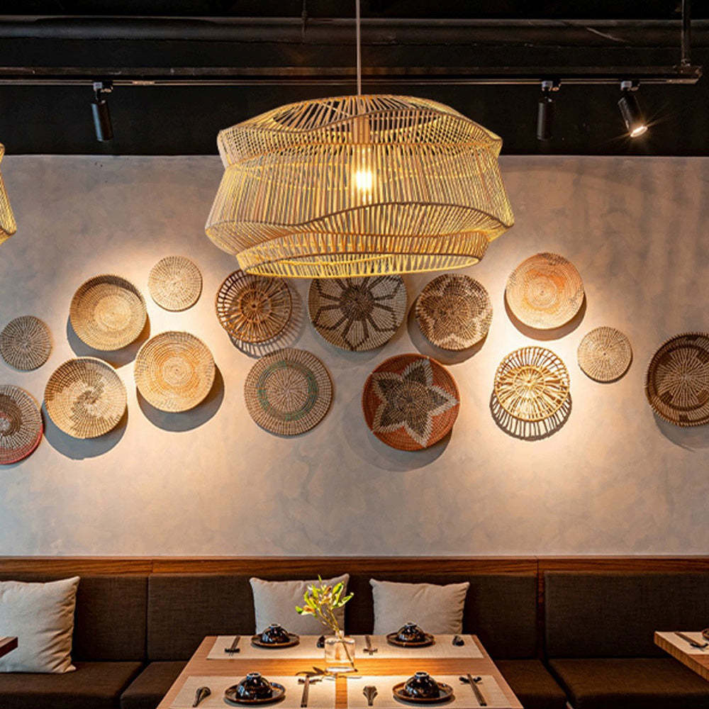 Natural Rattan Art Simple Pendant Light -Homdiy