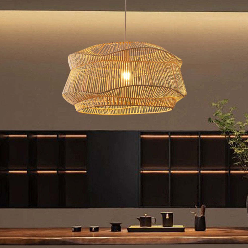 Natural Rattan Art Simple Pendant Light -Homdiy