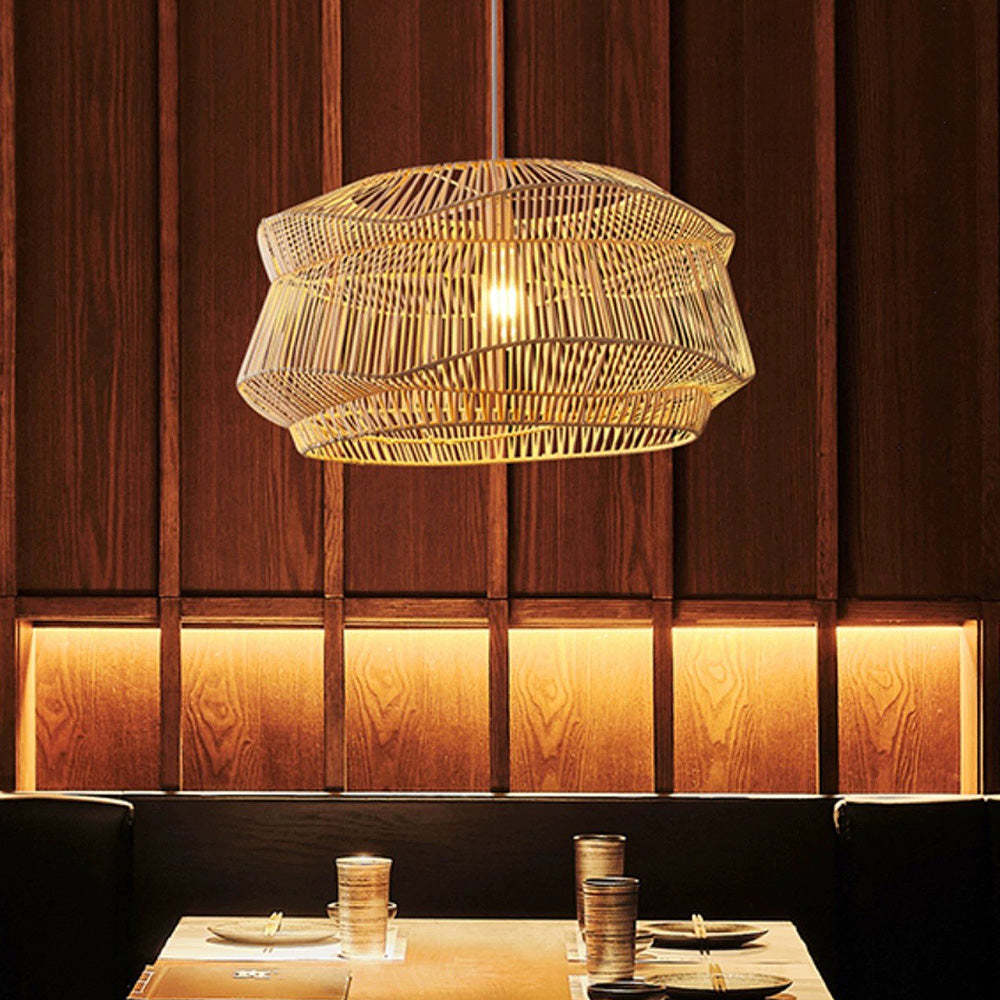 Natural Rattan Art Simple Pendant Light -Homdiy
