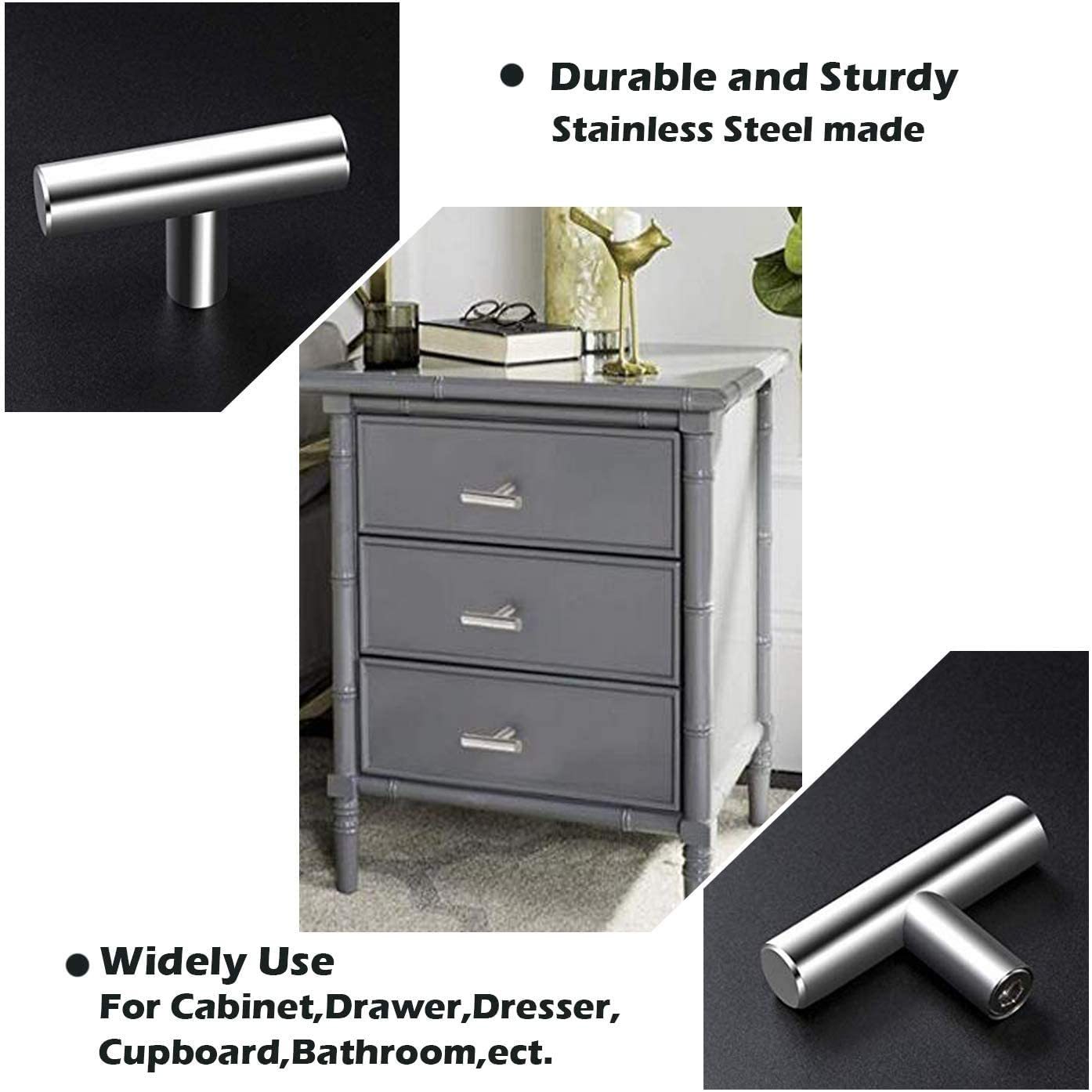 Round Brushed Nickel Cabinet Handles Stainless Steel Cabinet Pulls -Homdiy