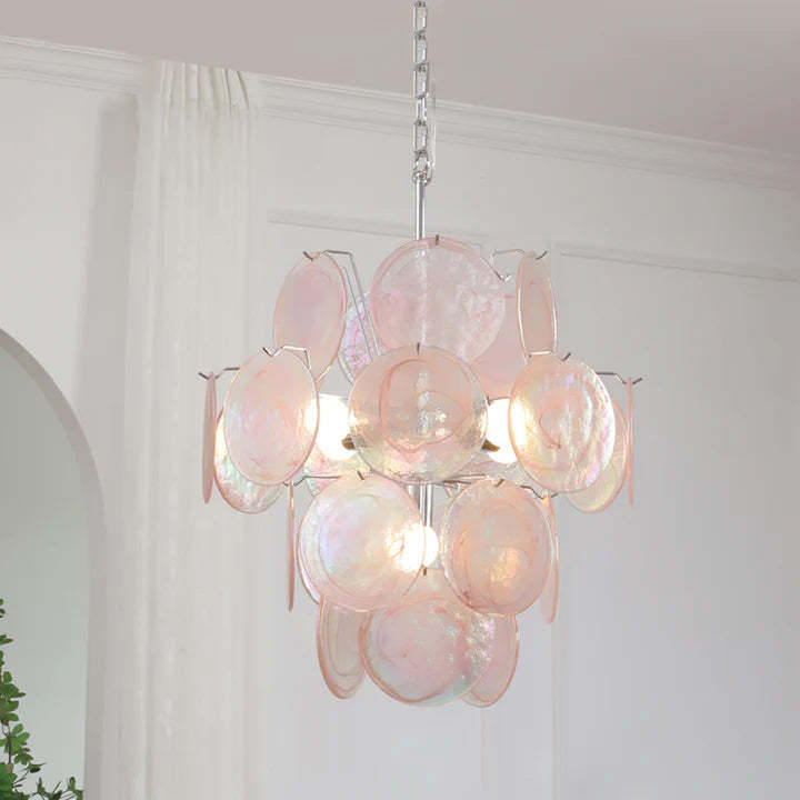 Vintage Pink Murano Glass Chandelier -Homdiy