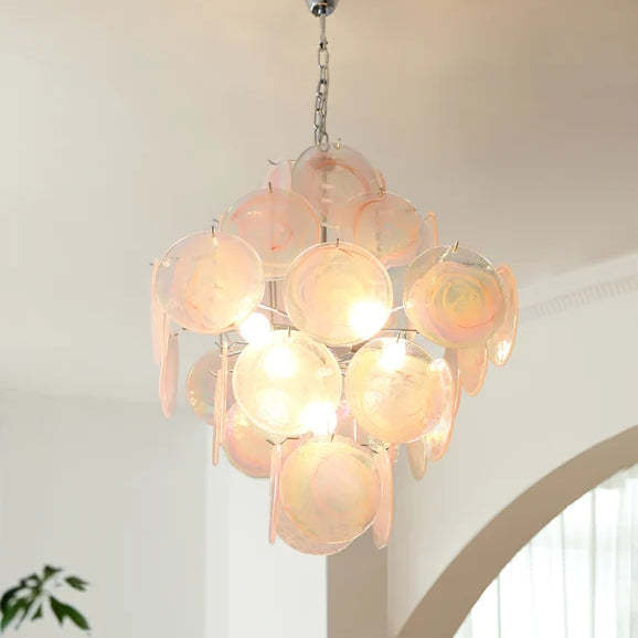 Vintage Pink Murano Glass Chandelier -Homdiy