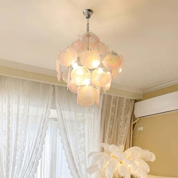 Vintage Pink Murano Glass Chandelier -Homdiy