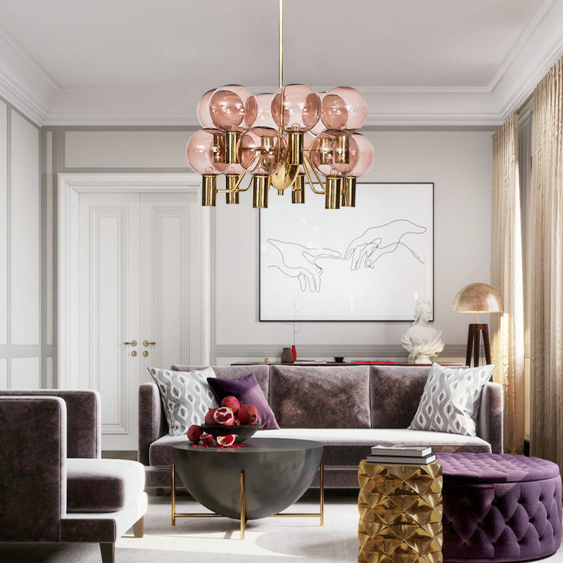 Modern Decorative Pink Glass Bubble Chandelier -Homdiy