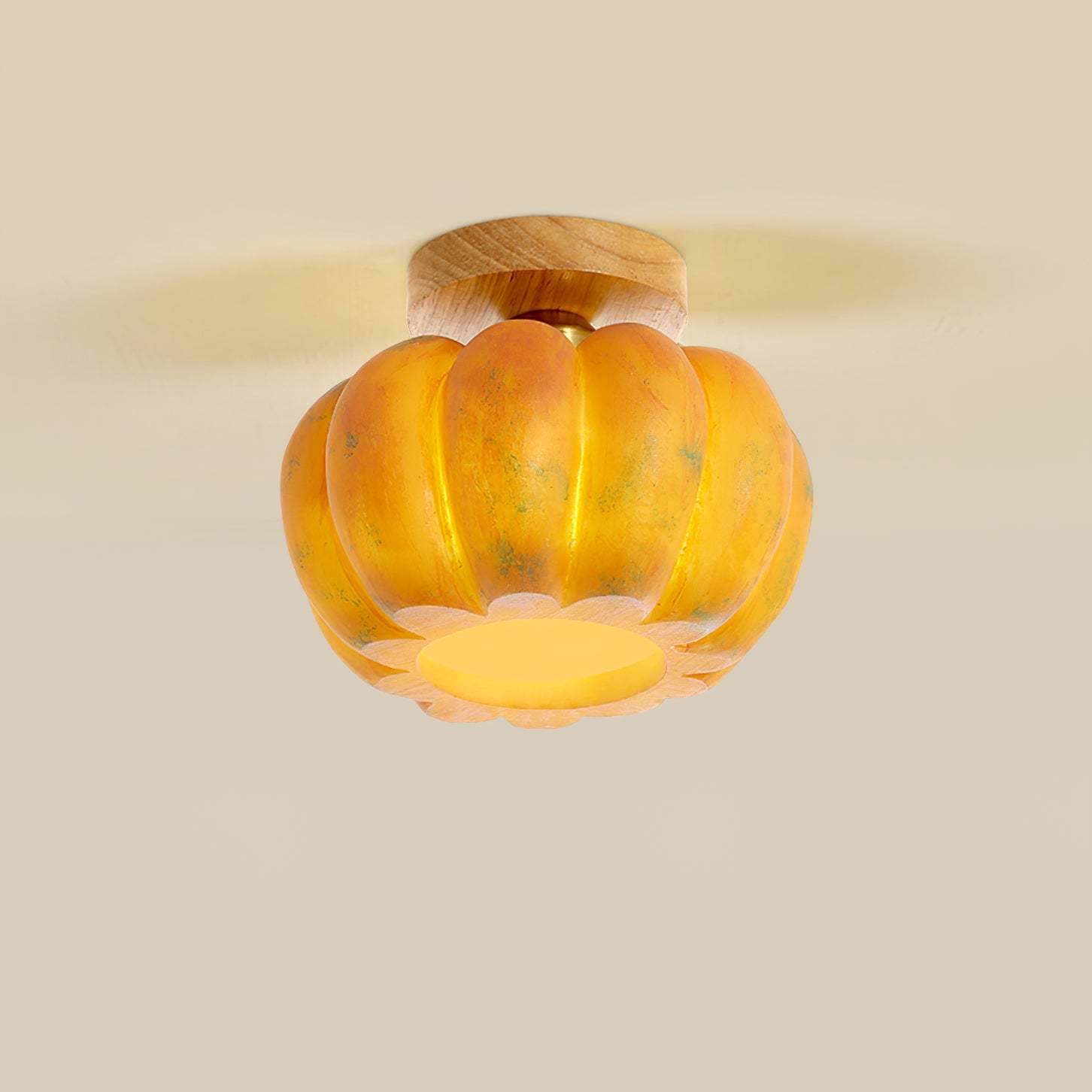 Modern Cream Style Yellow Pumpkin Ceiling Light -Homdiy